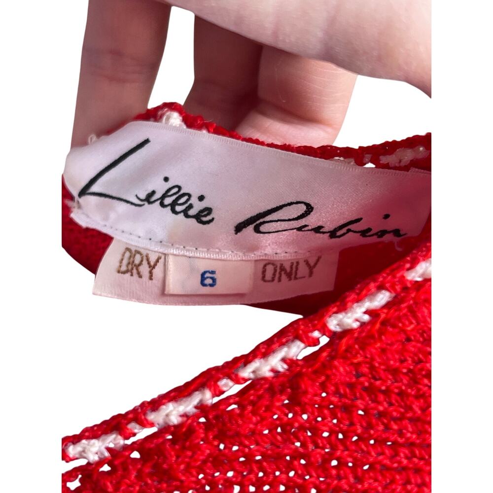 Vintage Lillie Rubin Sweater Anchor Nautical Beaded Sequin Red White Blue Small - Picture 5 of 8